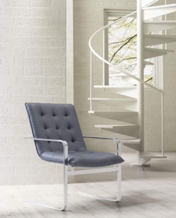 Chairs Leather Chair - 27.6" X 29.5" X 36" Gray Leatherette Occasional Chair HomeRoots