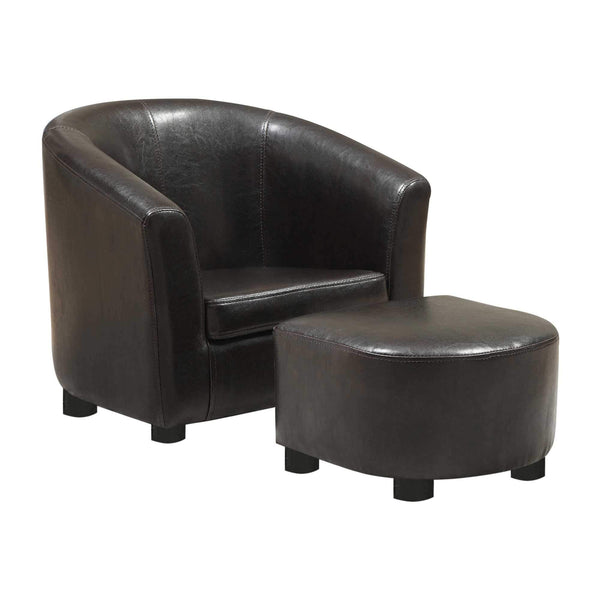 Chairs Leather Chair - 30'.5" x 33" x 26" Dark Brown, Leather-Look - 2pcs Juvenile Chair HomeRoots