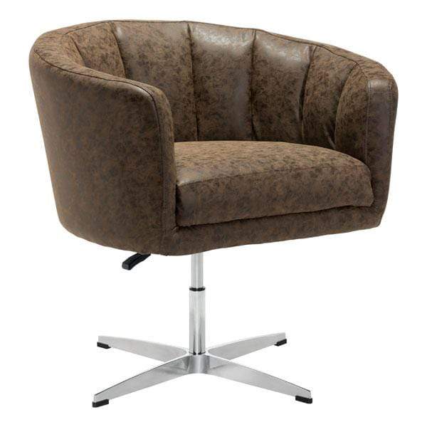Chairs Leather Chair - 35.4" X 33.5" X 31.5" Leatherette Occasional Chair Coffee HomeRoots