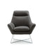 Chairs Leather Chair - Chair Dark Gray Top Grain Italian Leather Stainless Steel Legs. HomeRoots