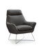 Chairs Leather Chair - Chair Dark Gray Top Grain Italian Leather Stainless Steel Legs. HomeRoots