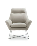 Chairs Leather Chair - Chair Light Gray Top Grain Italian Leather Stainless Steel Legs. HomeRoots