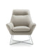 Chairs Leather Chair - Chair Light Gray Top Grain Italian Leather Stainless Steel Legs. HomeRoots