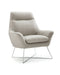 Chairs Leather Chair - Chair Light Gray Top Grain Italian Leather Stainless Steel Legs. HomeRoots