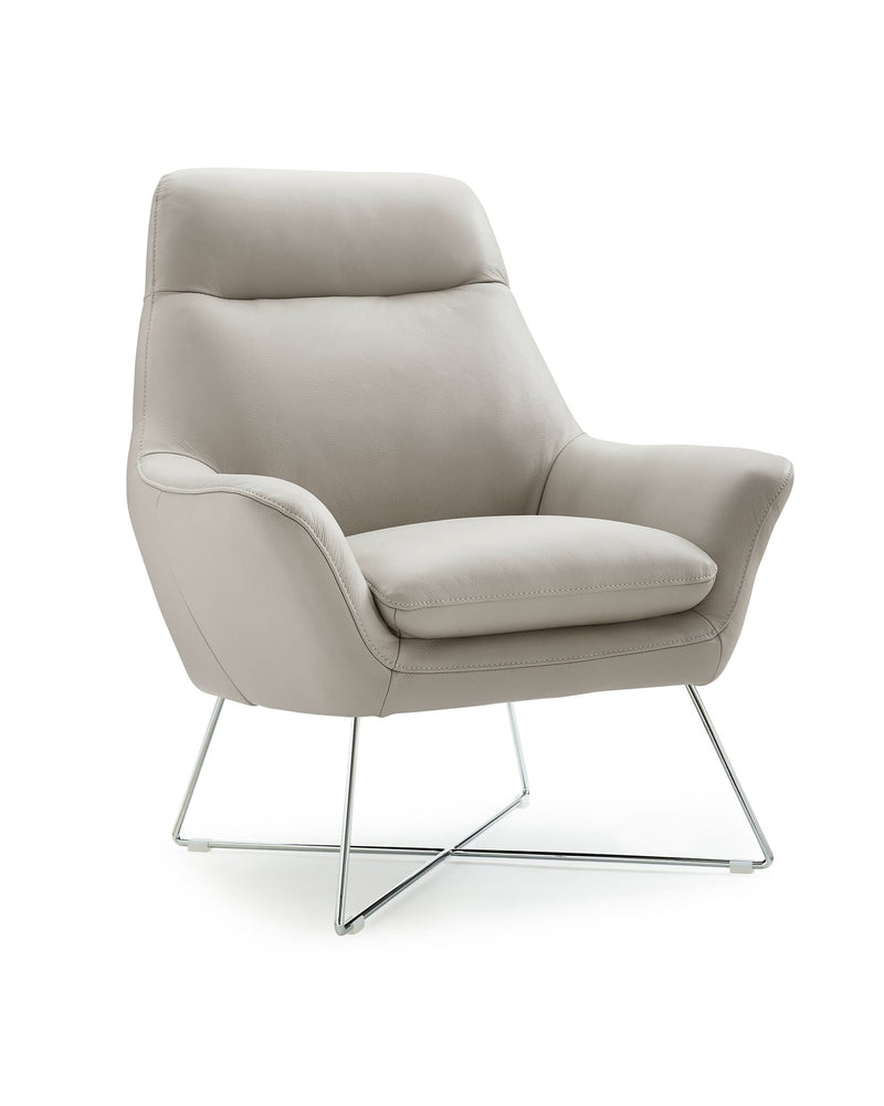 Chairs Leather Chair - Chair Light Gray Top Grain Italian Leather Stainless Steel Legs. HomeRoots
