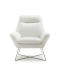 Chairs Leather Chair - Chair White Top Grain Italian Leather Stainless Steel Legs. HomeRoots