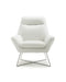 Chairs Leather Chair - Chair White Top Grain Italian Leather Stainless Steel Legs. HomeRoots