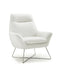 Chairs Leather Chair - Chair White Top Grain Italian Leather Stainless Steel Legs. HomeRoots