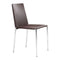 Chairs Leather Dining Chairs - 17.5" X 18.5" X 33.5" 4 Pcs Espresso Leatherette Chromed Steel Dining Chair HomeRoots