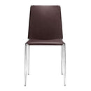 Chairs Leather Dining Chairs - 17.5" X 18.5" X 33.5" 4 Pcs Espresso Leatherette Chromed Steel Dining Chair HomeRoots