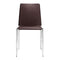 Chairs Leather Dining Chairs - 17.5" X 18.5" X 33.5" 4 Pcs Espresso Leatherette Chromed Steel Dining Chair HomeRoots