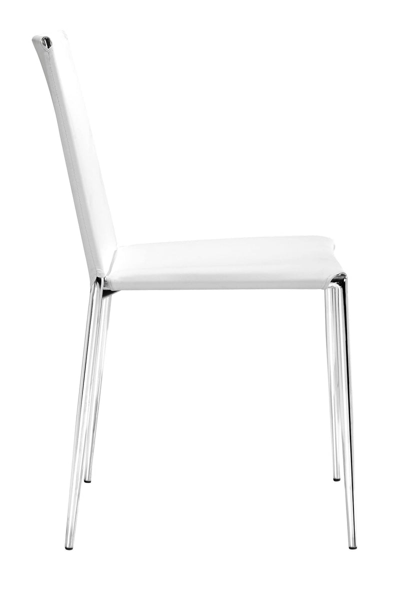 Chairs Leather Dining Chairs - 17.5" x 18.5" x 33.5" White, Leatherette, Chromed Steel, Dining Chair - Set of 4 HomeRoots