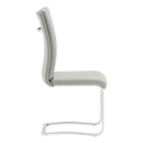 Chairs Leather Dining Chairs - 17.5" X 21.7" X 40.6" 2 Pcs Taupe Leatherette Chromed Steel Dining Chair HomeRoots