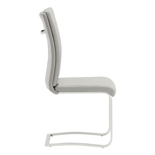 Chairs Leather Dining Chairs - 17.5" X 21.7" X 40.6" 2 Pcs Taupe Leatherette Chromed Steel Dining Chair HomeRoots