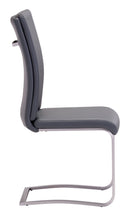 Chairs Leather Dining Chairs - 17.5" x 21.7" x 40.6" Gray, Leatherette, Chromed Steel, Dining Chair - Set of 2 HomeRoots
