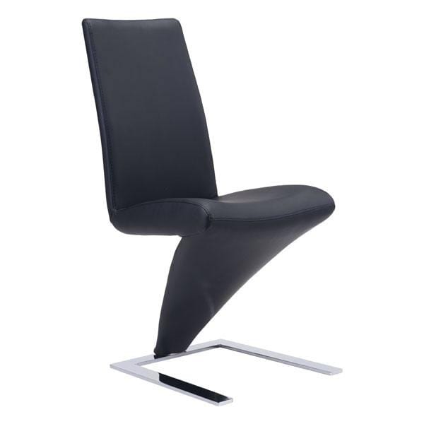 Chairs Leather Dining Chairs - 17.7" X 25" X 37.4" 2 Pcs Black Leatherette Powder Coated Metal Dining Chair HomeRoots