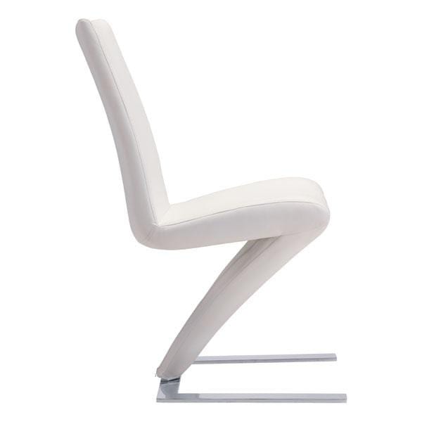 Chairs Leather Dining Chairs - 17.7" X 25" X 37.4" 2 Pcs White Leatherette Powder Coated Metal Dining Chair HomeRoots