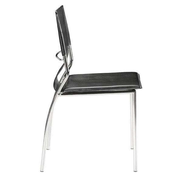 Chairs Leather Dining Chairs - 17" X 20" X 33" 4 Pcs Black Leatherette Chromed Steel Dining Chair HomeRoots