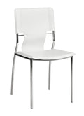 Chairs Leather Dining Chairs - 17" x 20" x 33" White, Leatherette, Chromed Steel, Dining Chair - Set of 4 HomeRoots