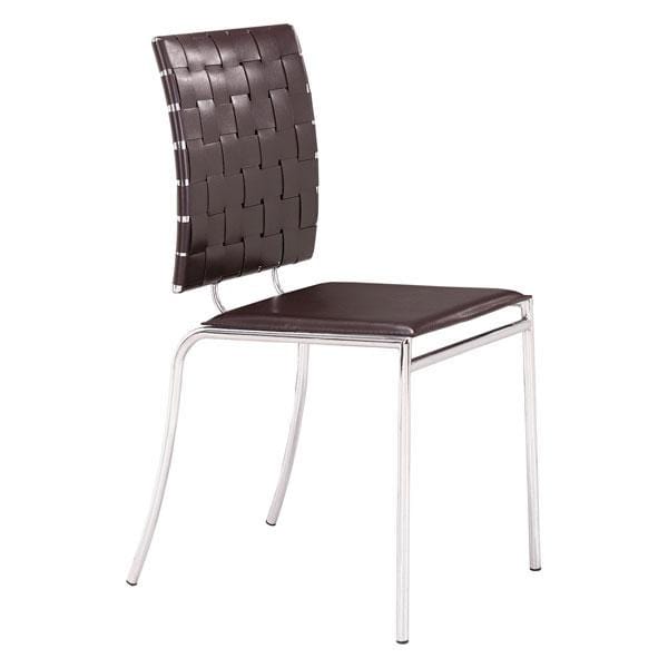 Chairs Leather Dining Chairs - 17" X 21" X 35" 4 Pcs Espresso Leatherette Chromed Steel Dining Chair HomeRoots