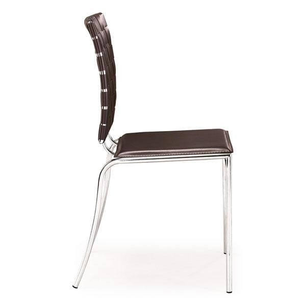 Chairs Leather Dining Chairs - 17" X 21" X 35" 4 Pcs Espresso Leatherette Chromed Steel Dining Chair HomeRoots