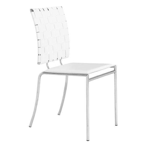 Chairs Leather Dining Chairs - 17" X 21" X 35" 4 Pcs White Leatherette Chromed Steel Dining Chair HomeRoots