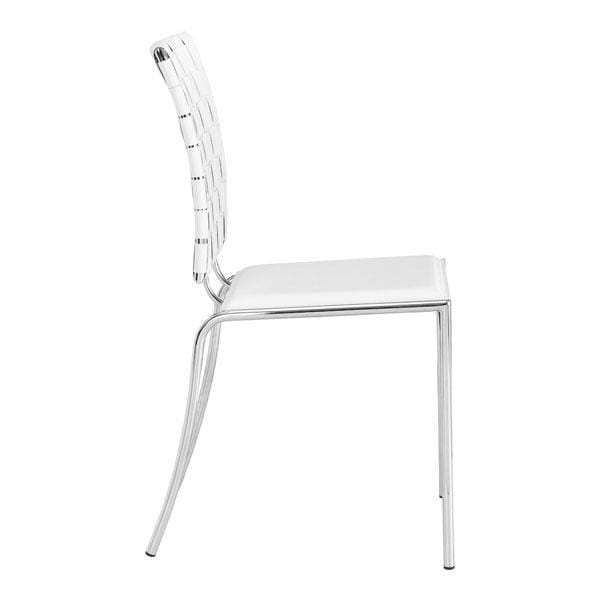 Chairs Leather Dining Chairs - 17" X 21" X 35" 4 Pcs White Leatherette Chromed Steel Dining Chair HomeRoots