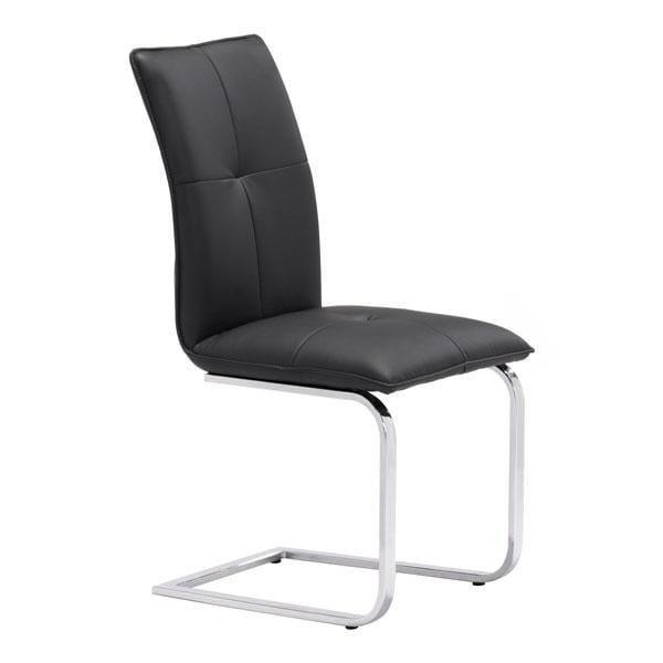 Chairs Leather Dining Chairs - 17" X 23.4" X 37" 2 Pcs Black Leatherette Chromed Steel Dining Chair HomeRoots