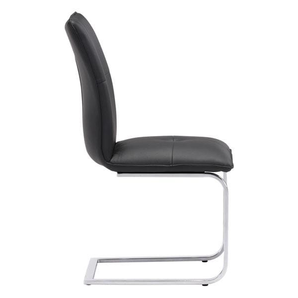 Chairs Leather Dining Chairs - 17" X 23.4" X 37" 2 Pcs Black Leatherette Chromed Steel Dining Chair HomeRoots