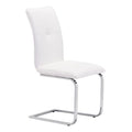 Chairs Leather Dining Chairs - 17" X 23.4" X 37" 2 Pcs White Leatherette Chromed Steel Dining Chair HomeRoots