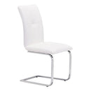 Chairs Leather Dining Chairs - 17" X 23.4" X 37" 2 Pcs White Leatherette Chromed Steel Dining Chair HomeRoots