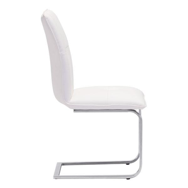 Chairs Leather Dining Chairs - 17" X 23.4" X 37" 2 Pcs White Leatherette Chromed Steel Dining Chair HomeRoots