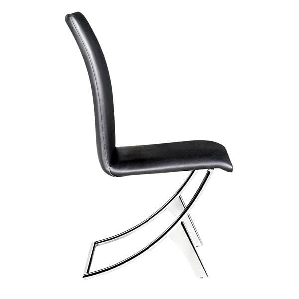 Chairs Leather Dining Chairs - 17" X 26" X 39" 2 Pcs Black Leatherette Chromed Steel Dining Chair HomeRoots