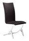 Chairs Leather Dining Chairs - 17" x 26" x 39" Espresso, Leatherette, Chromed Steel, Dining Chair - Set of 2 HomeRoots