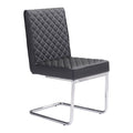 Chairs Leather Dining Chairs - 18" X 22.4" X 33.9" 2 Pcs Black Leatherette Chromed Steel Armless Dining Chair HomeRoots