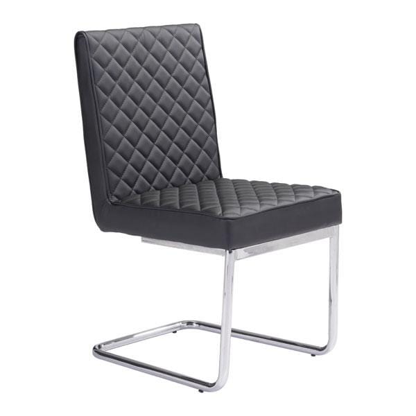 Chairs Leather Dining Chairs - 18" X 22.4" X 33.9" 2 Pcs Black Leatherette Chromed Steel Armless Dining Chair HomeRoots