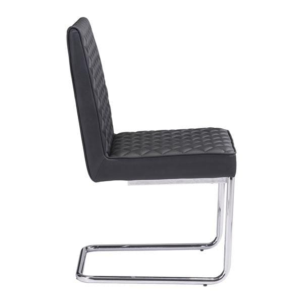Chairs Leather Dining Chairs - 18" X 22.4" X 33.9" 2 Pcs Black Leatherette Chromed Steel Armless Dining Chair HomeRoots