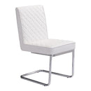 Chairs Leather Dining Chairs - 18" X 22.4" X 33.9" 2 Pcs White Leatherette Chromed Steel Armless Dining Chair HomeRoots