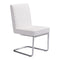 Chairs Leather Dining Chairs - 18" X 22.4" X 33.9" 2 Pcs White Leatherette Chromed Steel Armless Dining Chair HomeRoots