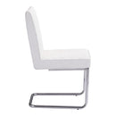 Chairs Leather Dining Chairs - 18" X 22.4" X 33.9" 2 Pcs White Leatherette Chromed Steel Armless Dining Chair HomeRoots