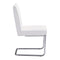 Chairs Leather Dining Chairs - 18" X 22.4" X 33.9" 2 Pcs White Leatherette Chromed Steel Armless Dining Chair HomeRoots