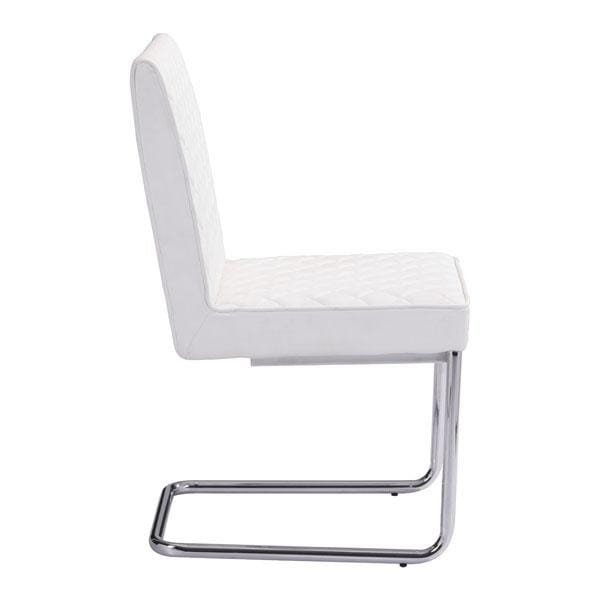 Chairs Leather Dining Chairs - 18" X 22.4" X 33.9" 2 Pcs White Leatherette Chromed Steel Armless Dining Chair HomeRoots