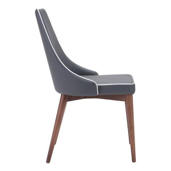 Chairs Leather Dining Chairs - 19.7" X 22.8" X 35.8" 2 Pcs Dark Gray Leatherette Powder Coated Dining Chair HomeRoots