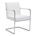 Chairs Leather Dining Chairs - 22" X 23" X 33.9" 2 Pcs White Leatherette Chromed Steel Dining Chair HomeRoots
