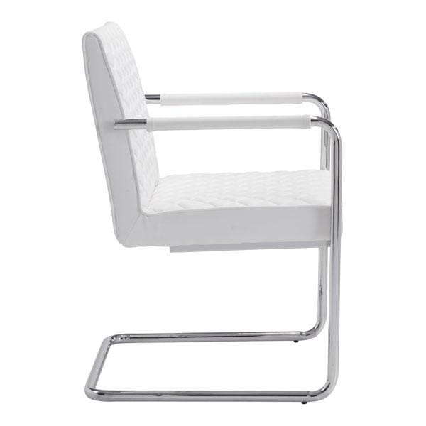 Chairs Leather Dining Chairs - 22" X 23" X 33.9" 2 Pcs White Leatherette Chromed Steel Dining Chair HomeRoots