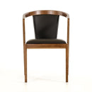 Chairs Leather Dining Chairs - 30" Walnut Wood and Black Leatherette Dining Chair HomeRoots