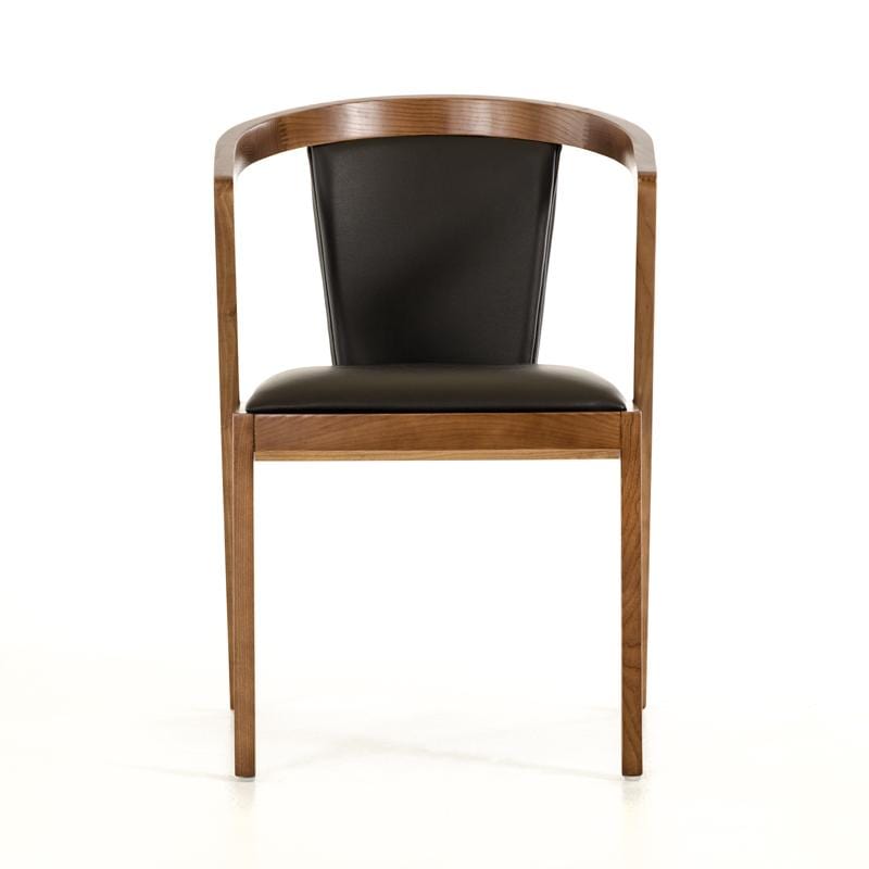 Chairs Leather Dining Chairs - 30" Walnut Wood and Black Leatherette Dining Chair HomeRoots