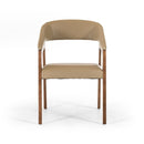 Chairs Leather Dining Chairs - 31" Taupe Leatherette and Walnut Wood Dining Chair HomeRoots