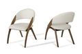 Chairs Leather Dining Chairs - 31" Walnut Wood and Cream Leatherette Dining Chair HomeRoots