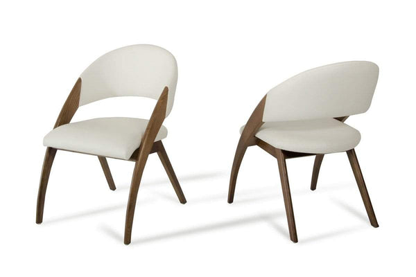 Chairs Leather Dining Chairs - 31" Walnut Wood and Cream Leatherette Dining Chair HomeRoots